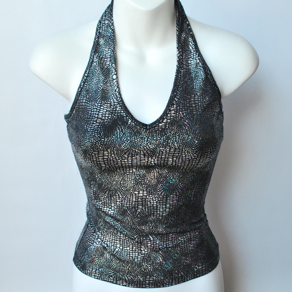 Juxtapose Black Silver Party Tank Top Size S